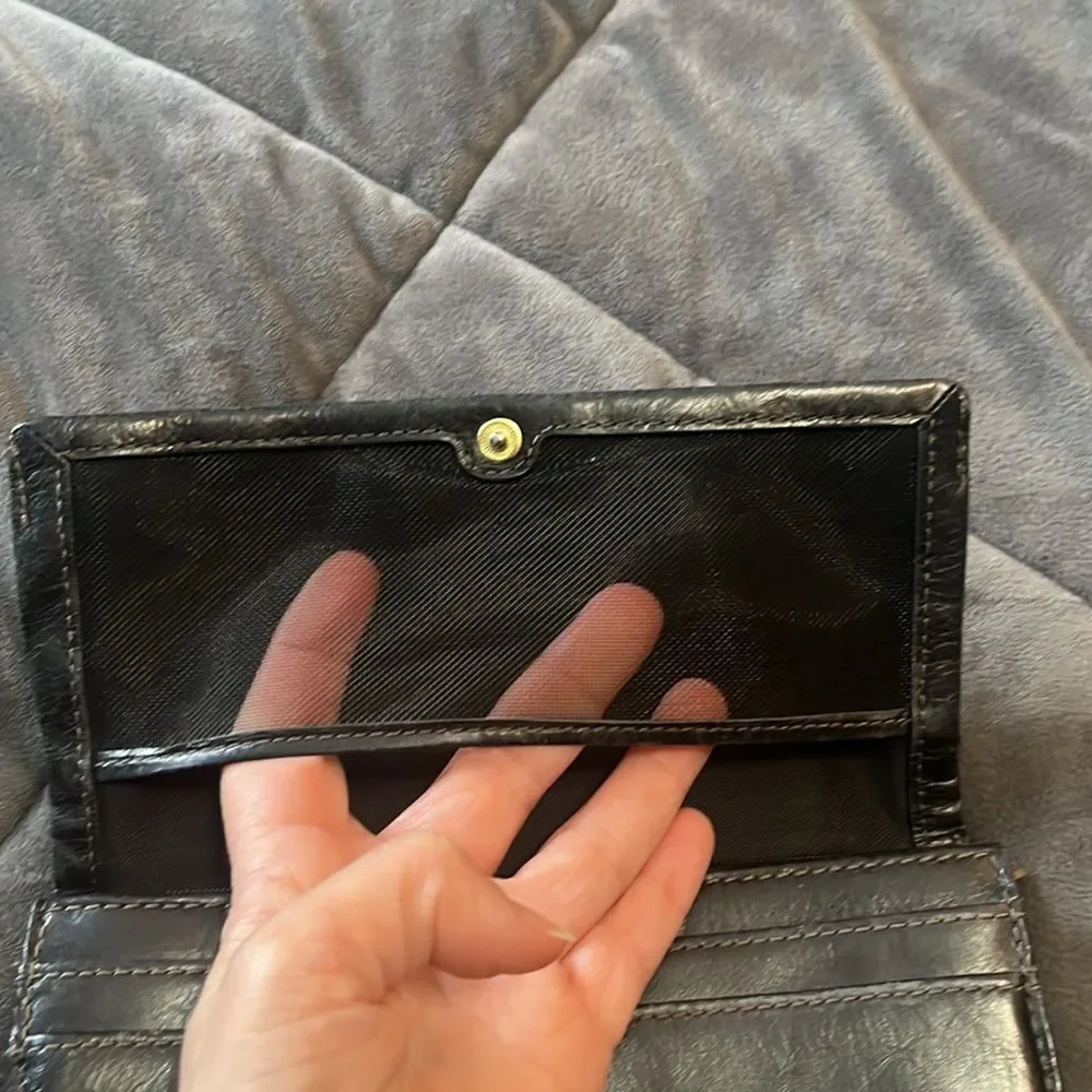 Fossil Ellis 29 Black Leather Wallet Clutch